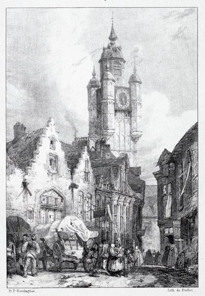 Bergues: A Torre do Mercado de Richard Parkes Bonington