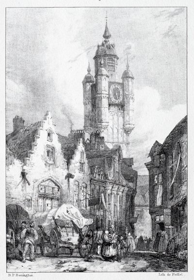 Bergues: The Market Tower, 1824. de Richard Parkes Bonington