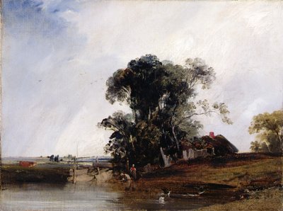 Paisagem com um lago, c.1825-26 (óleo sobre tela) de Richard Parkes Bonington