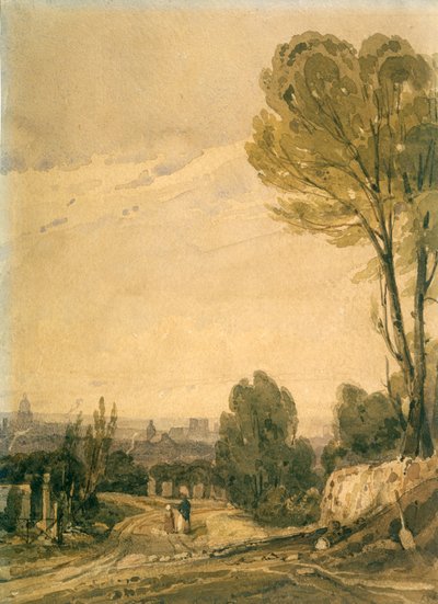Paris vista do cemitério Pere Lachaise, c1825 de Richard Parkes Bonington