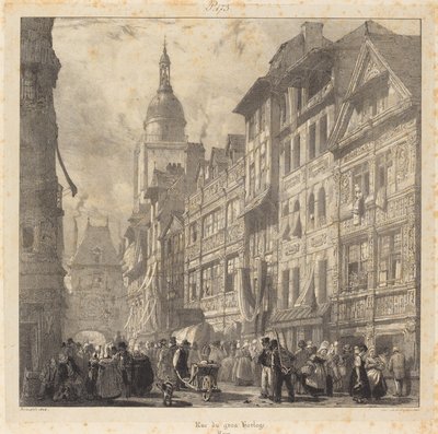 Rue du Gros-Horloge, Rouen de Richard Parkes Bonington