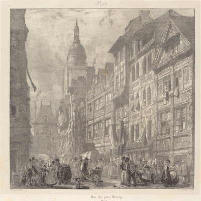 Rue du Gros-Horloge, Rouen de Richard Parkes Bonington