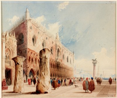 Cena em Veneza (Palácio Ducal) (aquarela e tinta sobre papel (colado a bordo)) de Richard Parkes Bonington