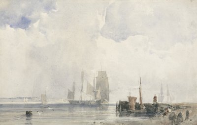 Remessa em um estuário (w - c sobre grafite no papel) de Richard Parkes Bonington