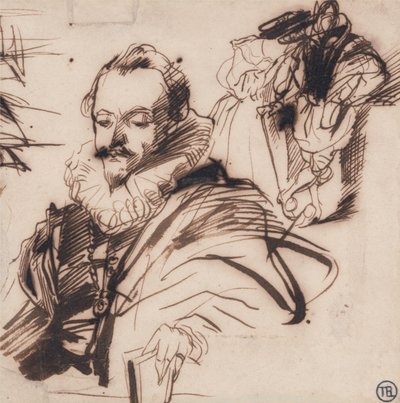 Estudo de um cavalheiro com traje do século XVII de Richard Parkes Bonington