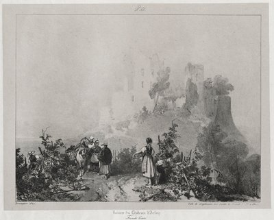 Viagens cênicas e românticas na França antiga, Franche-Comté: Ruínas do castelo de Arlay de Richard Parkes Bonington
