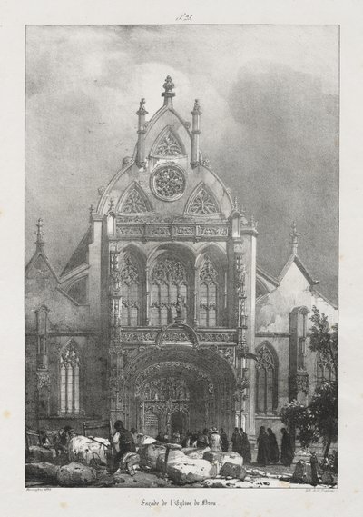 Viagens pitorescas e românticas na França antiga, Franche-Comté: Fachada da igreja de Brou de Richard Parkes Bonington