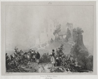 Viagens cênicas e românticas na França antiga, Franche-Comté: Ruínas do castelo de Arlay de Richard Parkes Bonington