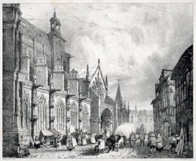 Viagens pitorescas e românticas na França antiga, Normandia: Igreja de Saint Gervais e Saint Protais em Gisors de Richard Parkes Bonington
