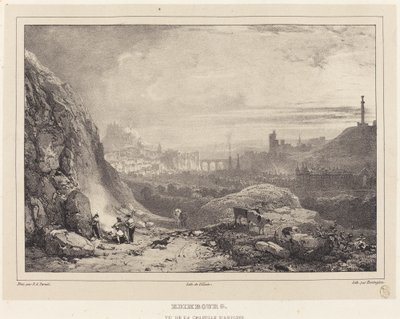 Edimburgo vista da Capela de Santo Antônio de Richard Parkes Bonington after Francois Alexandre Pernot