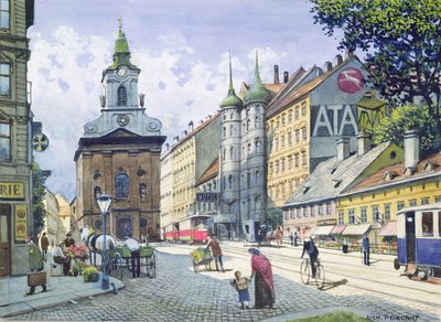 A Igreja dos Chaminés, Wiedner Hauptstrasse, Viena de Richard Pokorny
