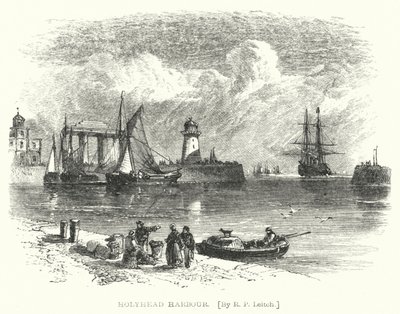 Holyhead Harbour (gravura) de Richard Principal (after) Leitch