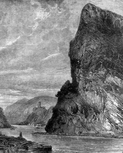 Loreley rock, perto de St Goarshausen, Alemanha, século XIX de Richard Principal Leitch