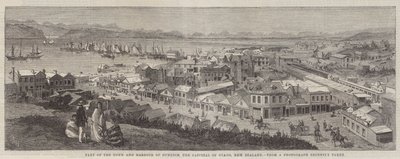 Parte da cidade e do porto de Dunedin, a capital de Otago, Nova Zelândia de Richard Principal Leitch