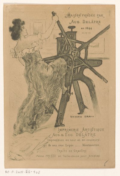 Cartão de visita de impressoras Auguste e Eugène Delâtre em Paris de Richard Ranft