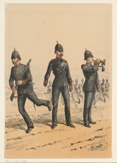 Três soldados britânicos Nove representações de uniformes militares britânicos (título da série) de Richard Simkin