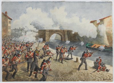 O 27º Regimento de Inniskilling em Toulouse, 10 de abril de 1814, por volta de 1900 de Richard Simkin