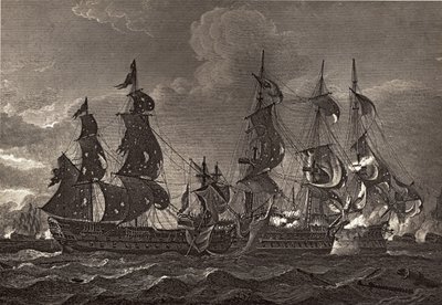 HMS capitão embarcando no San Nicholas e no San Josef, ilustração de &39;The Life of Nelson&39; por Robert Southey (1774-1843) publicado pela primeira vez em 1813 de Richard Westall
