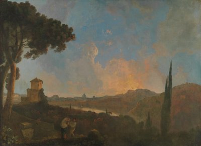Uma Vista do Tibre com Roma na Distância de Richard Wilson