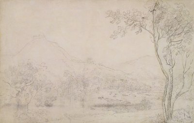 Castell Dinas Bran, País de Gales (grafite e giz preto sobre papel) de Richard Wilson