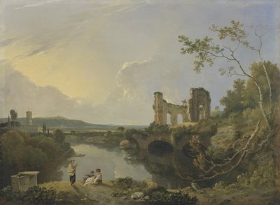 Paisagem Italiana (Manhã), c.1760-65 (óleo sobre tela) de Richard Wilson