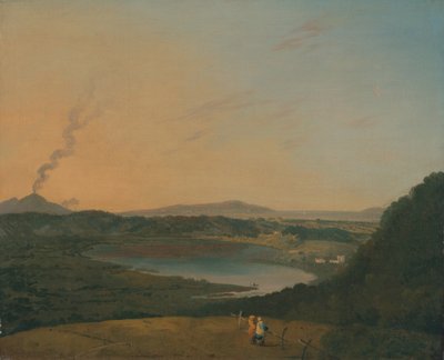 Lago d&39;Agnano com o Vesúvio à distância de Richard Wilson