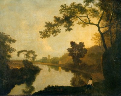 Vista do rio com figuras na margem, c.1760 (óleo sobre tela) de Richard Wilson