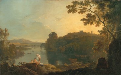 Cena do rio: banhistas e gado, c.1763-65 (óleo sobre tela) de Richard Wilson