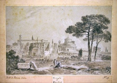 Templo de Bacchus (lápis e lavagem em papel) de Richard Wilson