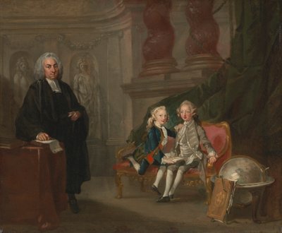 Príncipe Jorge e Príncipe Eduardo Augusto, Filhos de Frederick, Príncipe de Gales, com o seu Tutor Dr. Francis Ayscough de Richard Wilson