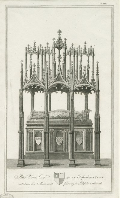 Catedral de Lichfield - Monumento ao Bispo Blythe: gravura, nd [1762-1798] (imprimir) de Richard Woollett Basire