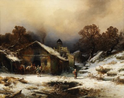 Paisagem de neve com fazenda de Richard Zimmermann