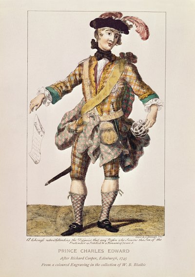 Impressão satírica na forma de um "cartaz de procurado" para o príncipe Charles Edward Stuart, 1745 (gravura colorida) de Richard, the Elder Cooper