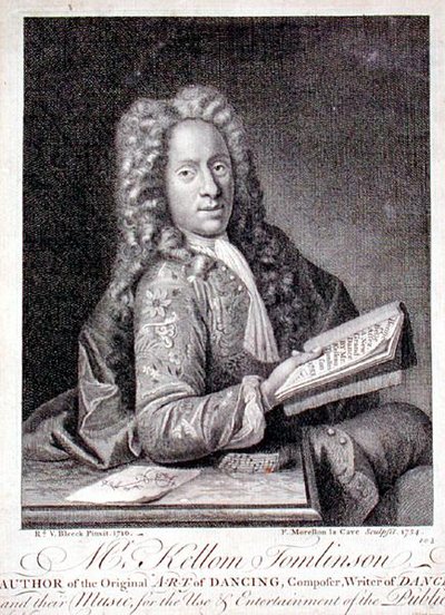 Retrato de Kellom Tomlinson (c.1690-c.1753) gravado por François Morellon la Cave (fl.1731-54) 1754 (gravura) de Richard van (after) Bleeck