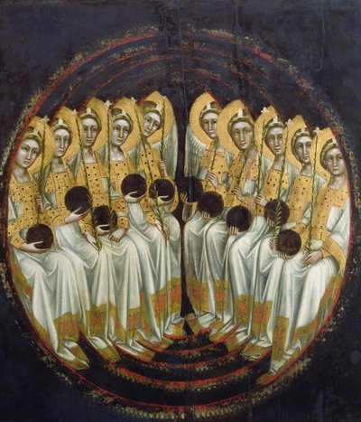Anjos Sentados com Orbes nas Mãos, c.1348-54 de Ridolfo di Arpo Guariento