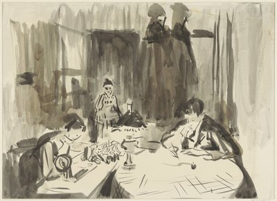 Interior com três figuras por lamplight de Rik Wouters