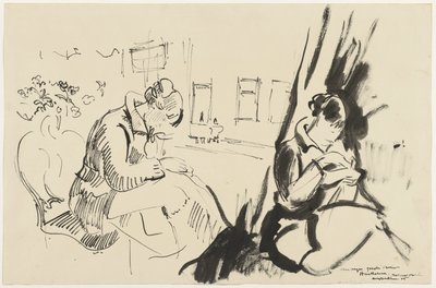 Estudos de uma mulher sentada, costurando de Rik Wouters