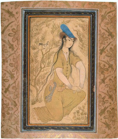 Garota de chapéu de pele, 1602. de Riza i Abbasi