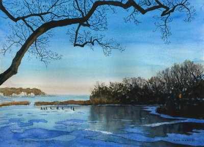 Jogos de inverno, 2021 (aguarela sobre papel) de Rob Wood