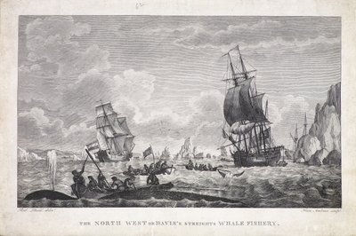 A pesca da baleia no Noroeste ou nas correntes de Davis (impressão) de Robert (after) Dodd