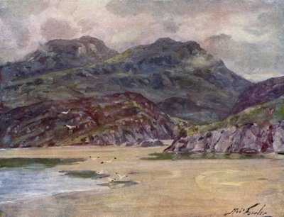 Uma Costa Solitária perto de Penrhyn Deudraeth (cor litho) de Robert (after) Fowler
