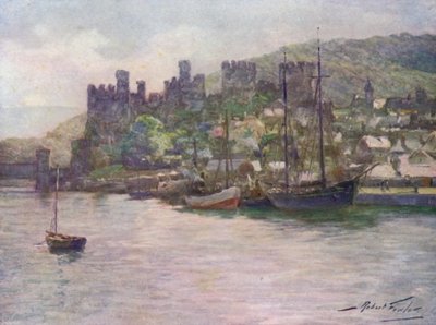 Conway Castle and Quay, Meio-dia (cor litho) de Robert (after) Fowler