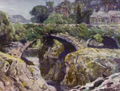 The Old Bridge, Bettws-y-Coed (cor litho) de Robert (after) Fowler