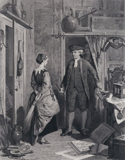 O Antiquário e o Amor entrando no Sanctum (gravura) de Robert (after) Herdman