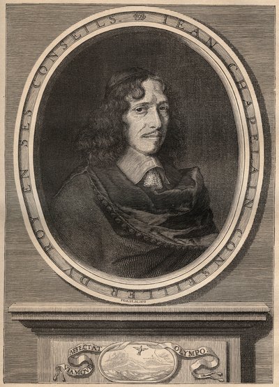 Retrato de Jean Chapelain (1595-1674), poeta francês - Gravura - Jean Chapelain (1595-1674) poeta et critique litteraire francais - Gravura de Nanteuuil et grave par Peulot. de Robert (after) Nanteuil