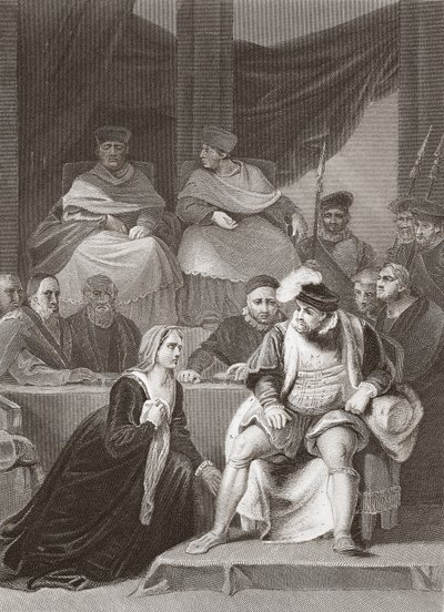 Julgamento do Casamento de Henrique VIII, gravado por A.H. Payne (litho) de Robert (after) Smirke
