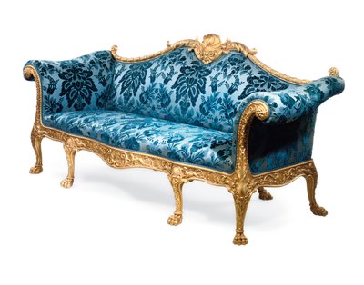 Um sofá de madeira dourada George III de Robert Adam
