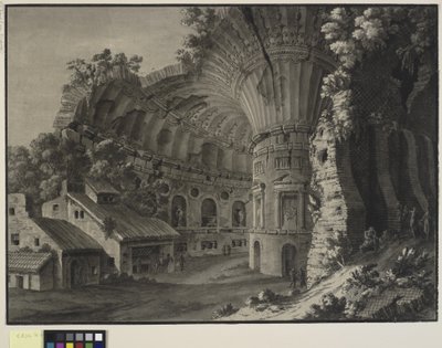 Fantasia arquitetônica. O interior de uma ruína de uma rotunda com uma abóbada gigantesca de Robert Adam