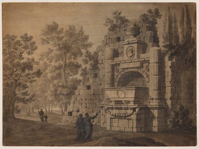 Capricho com figuras antigas entre monumentos clássicos em ruínas de Robert Adam
