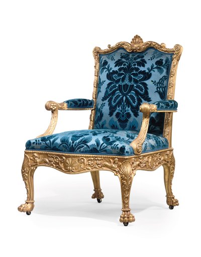 Um de um par de poltronas giltwood George III de Robert Adam